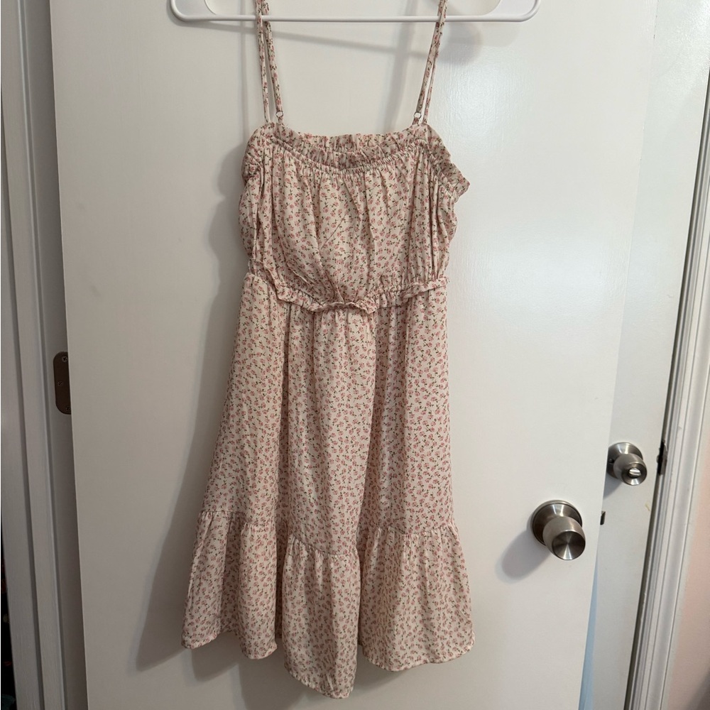 Jessica Simpson white and Pink Ruffled Tiered Sundress